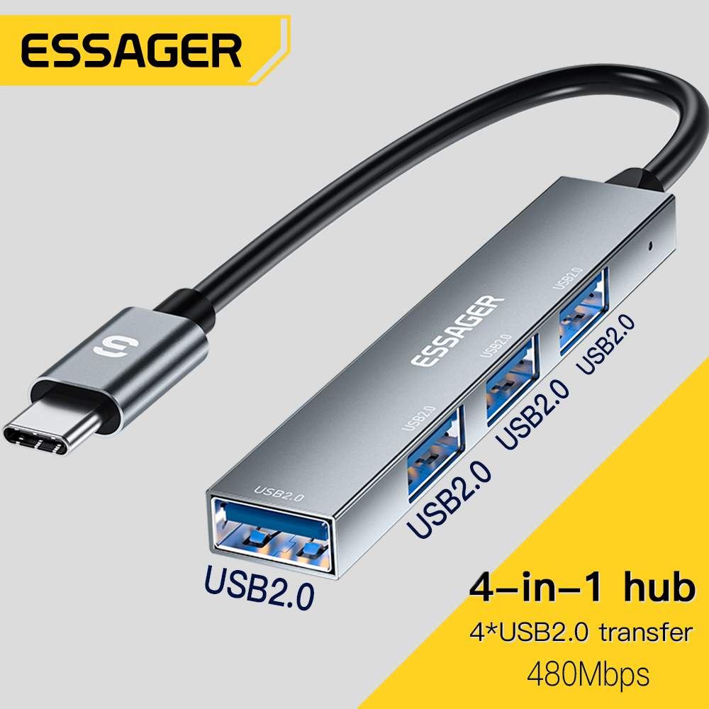 Multi Port Usb Hub - Essager adaptor tipe C kabel, Hub