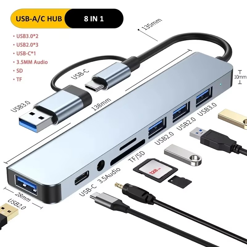 Multi Port Usb Hub - Splitter USB Hub Tipe C 8