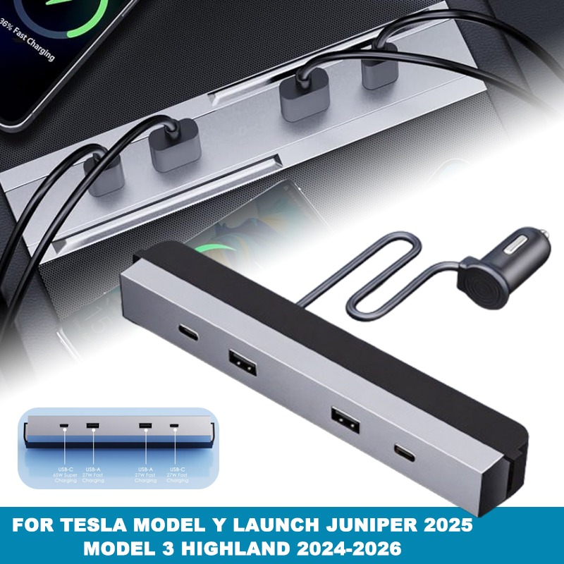 Multi Port Usb Hub - Adaptor Konsol Tengah Mobil Multi Port
