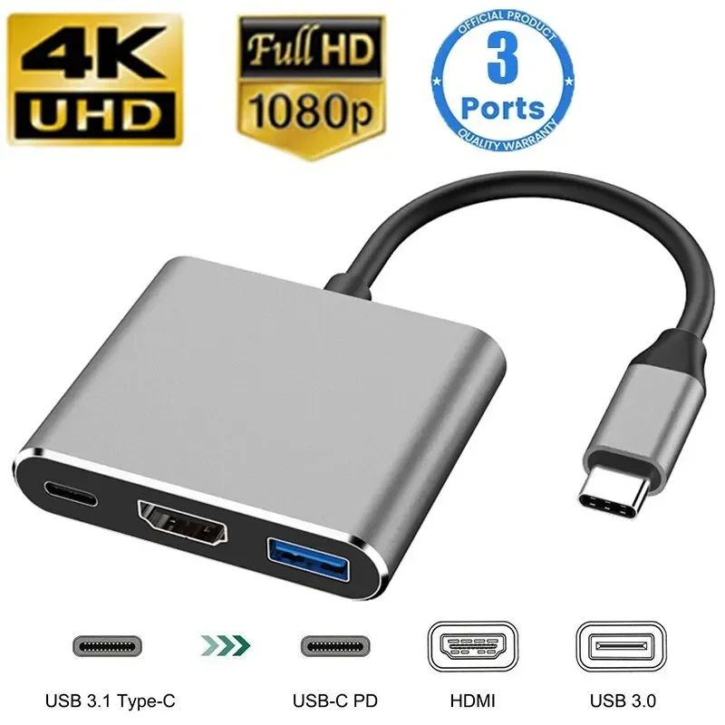 Multi Port Usb Hub - Adaptor Multiport 3-in-1 Tipe-C untuk Sakelar/Telepon/Komputer