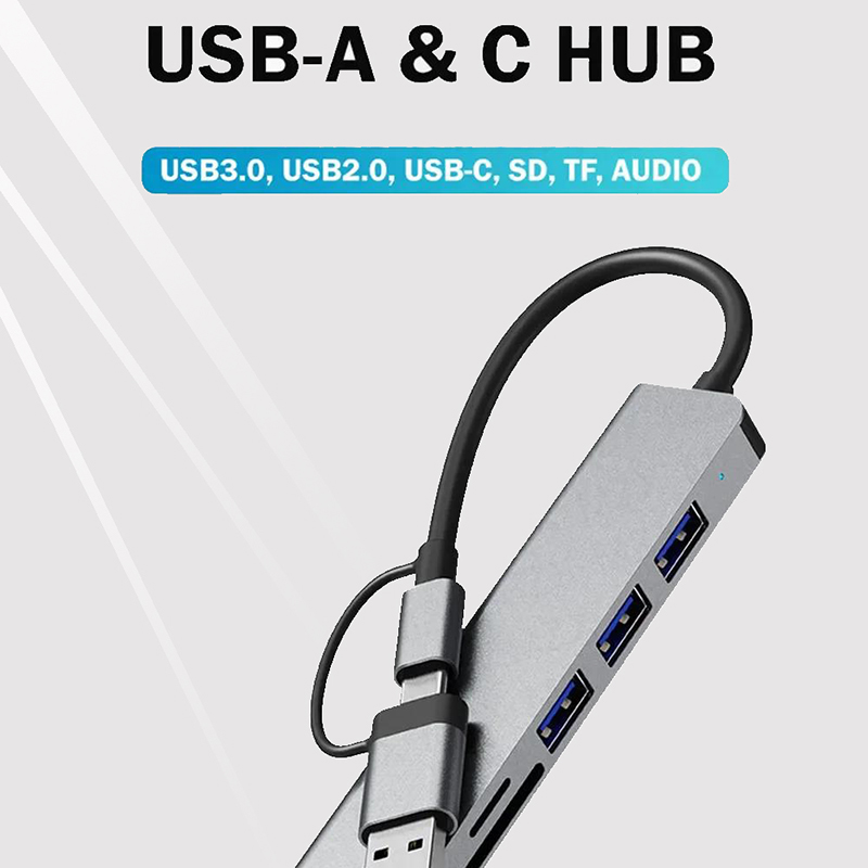 Splitter USB Hub Tipe C 8 In 1 - Multi Port Usb Hub ulasan dan harga