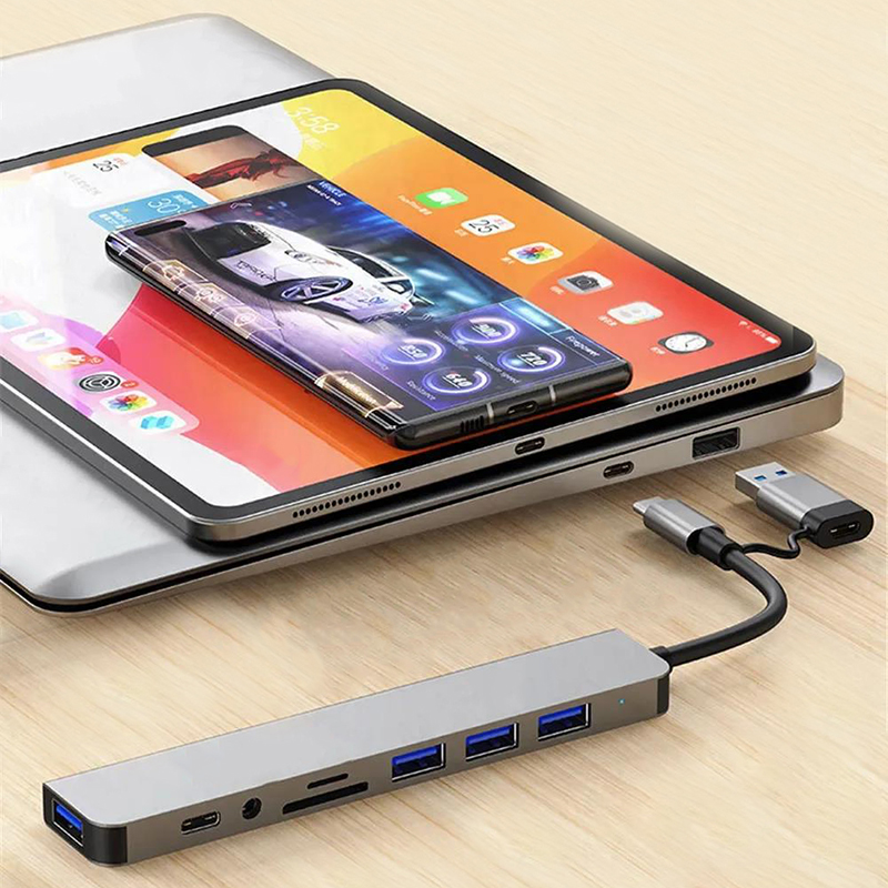 Splitter USB Hub Tipe C 8 In 1 - Multi Port Usb Hub ulasan dan harga