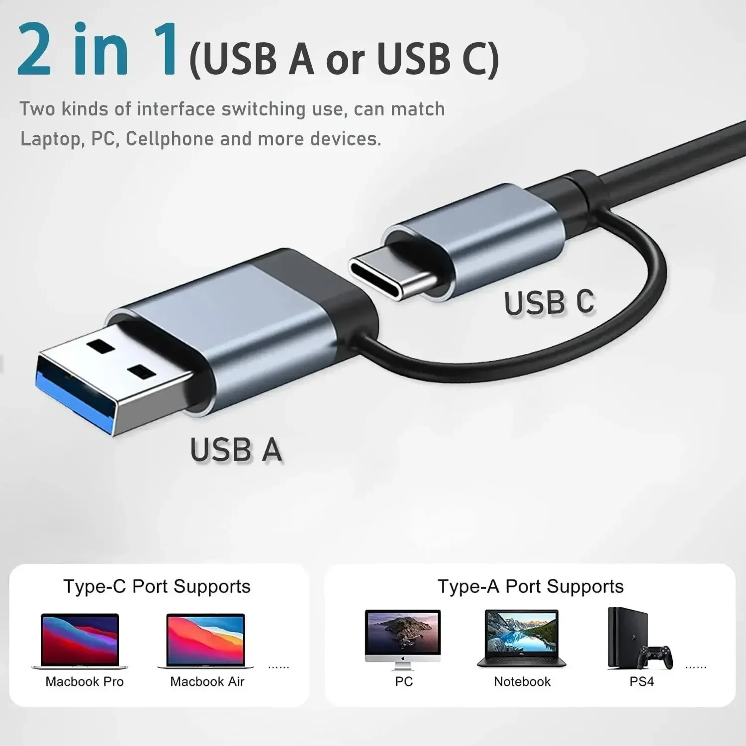 Hub USB-C 8 In 2 dengan Pembac - Multi Port Usb Hub ulasan dan harga