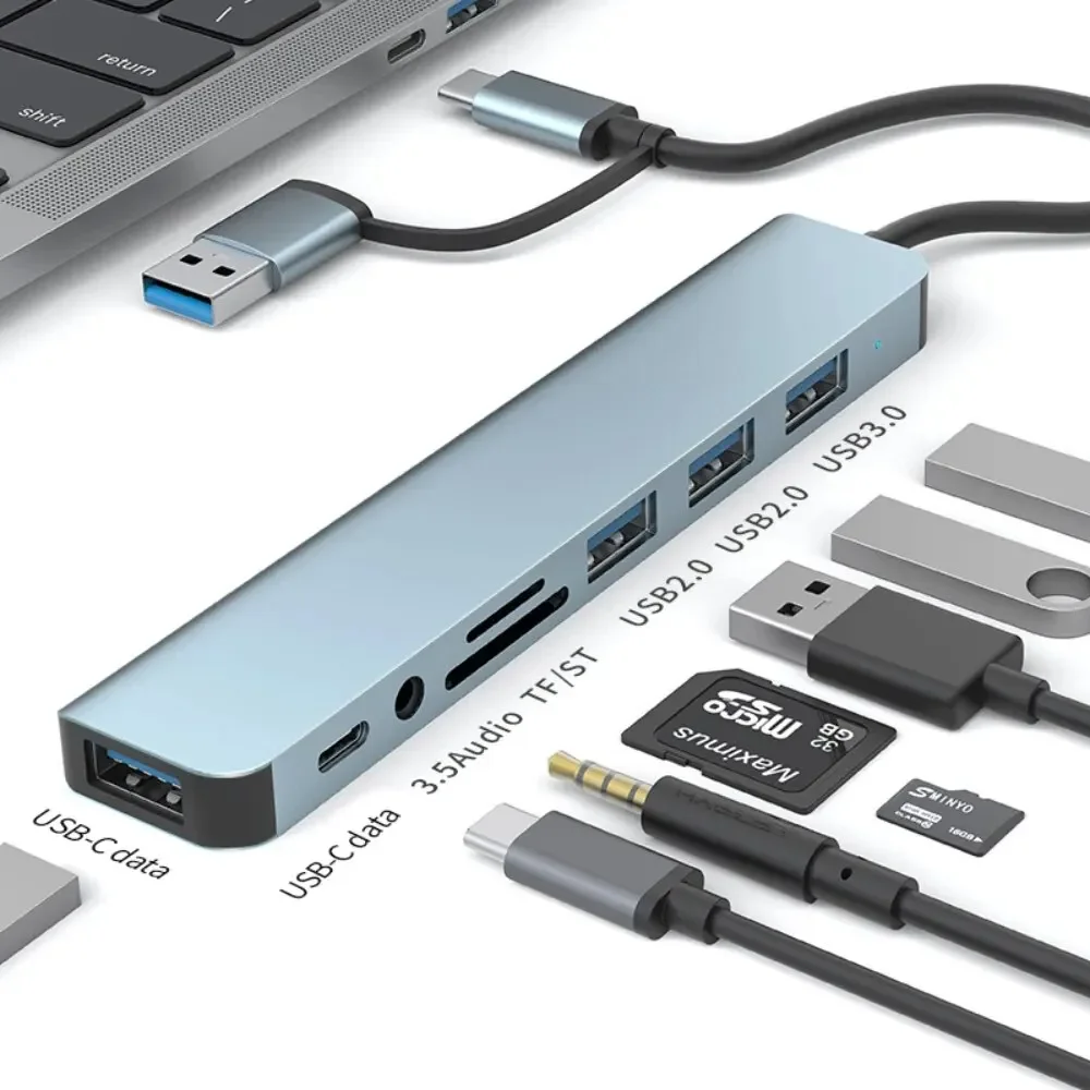 Hub USB-C 8 In 2 dengan Pembac - Multi Port Usb Hub ulasan dan harga